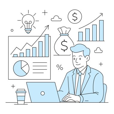 İş Büyümesi ve Mali Analiz İllüstrasyonu