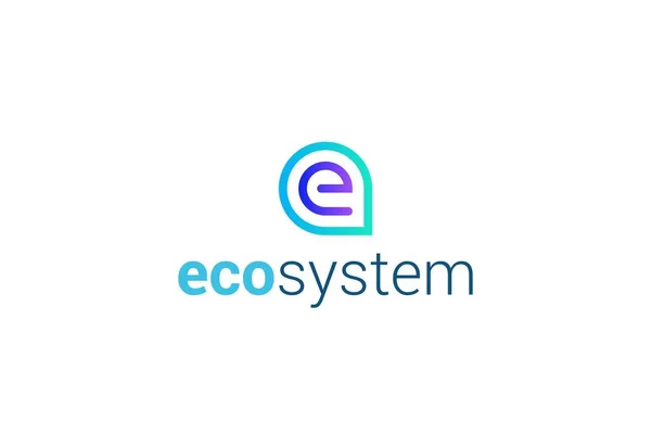手紙E創造的なラインアート生態自然ロゴ — ストックベクタ