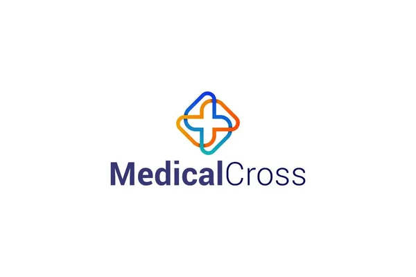 Medicinsk Cross Modern Vård Behandlingslogotyp — Stock vektor