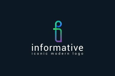 Harf i modern çizgi sanat teknolojik gradyan renk logosu