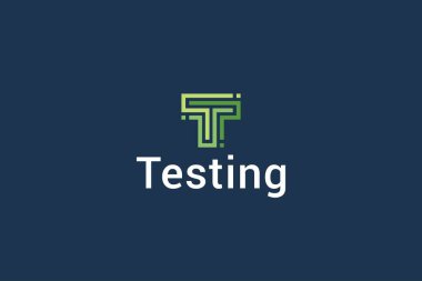 T harfi modern çizgi sanat teknolojisi yeşil renk logosu