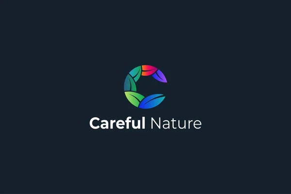 Buchstabe Kreative Bunte Blatt Natürliche Ökologische Gesundheit Logo — Stockvektor