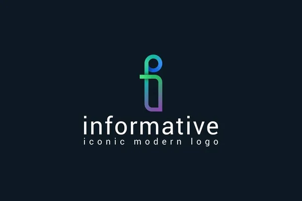 Buchstabe Moderne Linienkunst Technologischer Farbverlauf Logo — Stockvektor