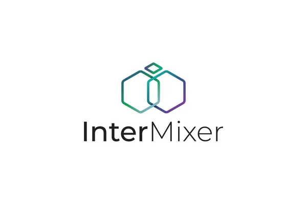 字母I现代线条艺术六边形技术Intermixer标志 — 图库矢量图片