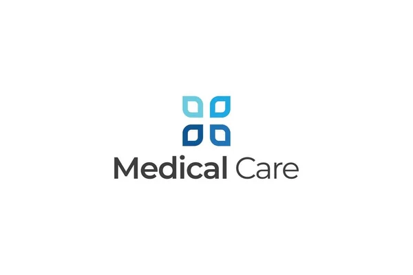 Enkel Och Minimal Blå Blad Medicinsk Vård Logotyp — Stock vektor