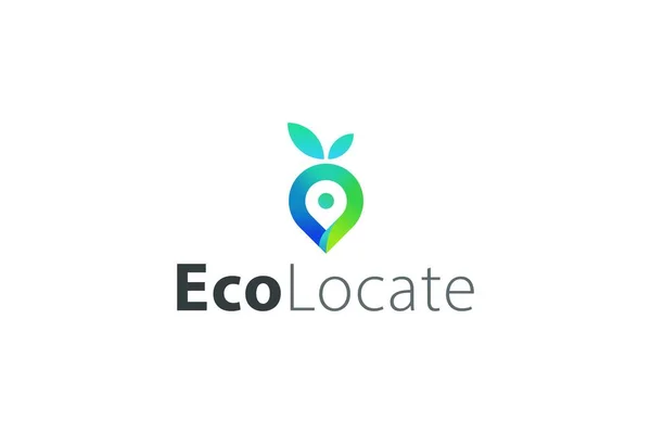 Местонахождение Пин Экологическое Место Современный Зеленый Листовой Уникальный Логотип — стоковый вектор