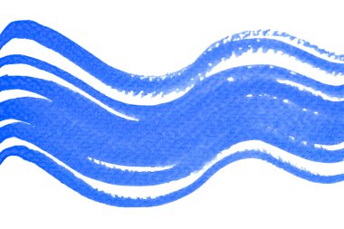 Beyaz kağıt üzerinde bir boyacı fırçası ile mavi boya bir vuruş