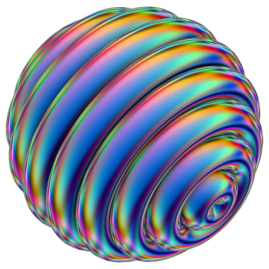 Şeffaf bir arkaplanda izole edilmiş yanardöner geometrik üç boyutlu şekil. Moda soyut holografik tasarım ögesi.