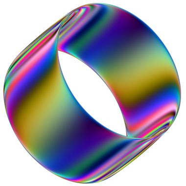 Şeffaf bir arkaplanda izole edilmiş yanardöner geometrik üç boyutlu şekil. Moda soyut holografik tasarım ögesi.