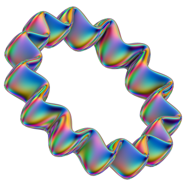 Şeffaf bir arkaplanda izole edilmiş yanardöner geometrik üç boyutlu şekil. Moda soyut holografik tasarım ögesi.