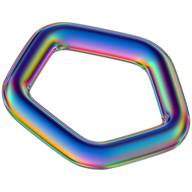 Şeffaf bir arkaplanda izole edilmiş yanardöner geometrik üç boyutlu şekil. Moda soyut holografik tasarım ögesi.