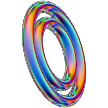 Şeffaf bir arkaplanda izole edilmiş yanardöner geometrik üç boyutlu şekil. Moda soyut holografik tasarım ögesi.