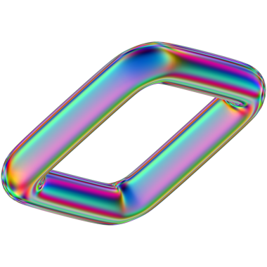 Şeffaf bir arkaplanda izole edilmiş yanardöner geometrik üç boyutlu şekil. Moda soyut holografik tasarım ögesi.