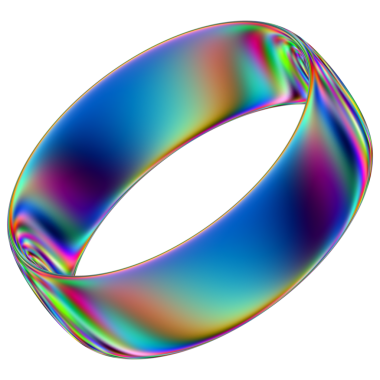 Şeffaf bir arkaplanda izole edilmiş yanardöner geometrik üç boyutlu şekil. Moda soyut holografik tasarım ögesi.