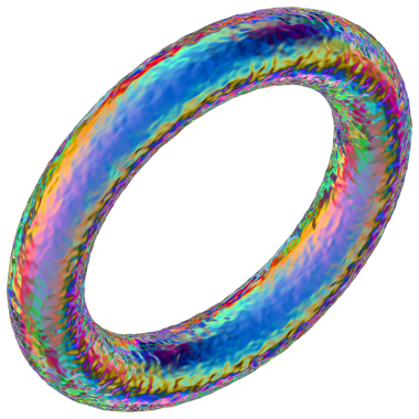 Şeffaf bir arkaplanda izole edilmiş yanardöner geometrik üç boyutlu şekil. Moda soyut holografik tasarım ögesi.