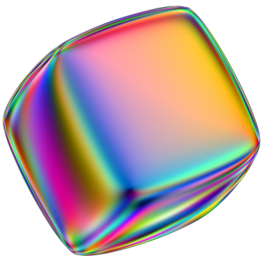 Şeffaf bir arkaplanda izole edilmiş yanardöner geometrik üç boyutlu şekil. Moda soyut holografik tasarım ögesi.