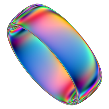 Şeffaf bir arkaplanda izole edilmiş yanardöner geometrik üç boyutlu şekil. Moda soyut holografik tasarım ögesi.