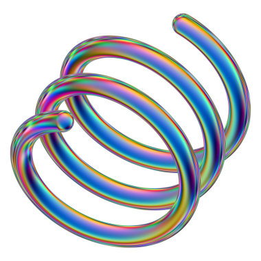 Şeffaf bir arkaplanda izole edilmiş yanardöner geometrik üç boyutlu şekil. Moda soyut holografik tasarım ögesi.