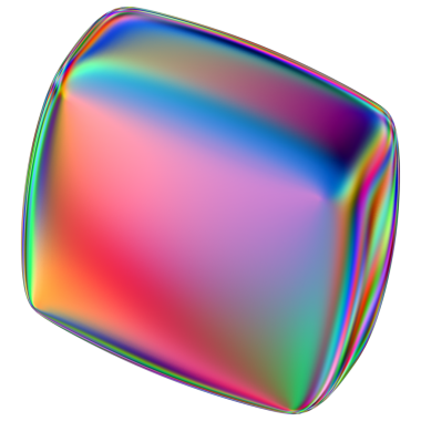 Şeffaf bir arkaplanda izole edilmiş yanardöner geometrik üç boyutlu şekil. Moda soyut holografik tasarım ögesi.