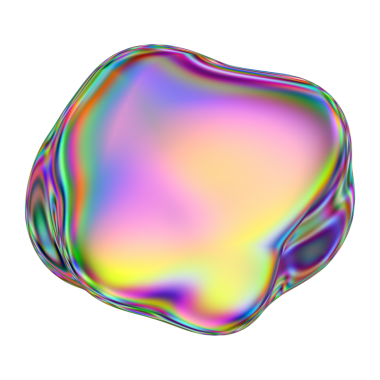 Yanardöner sıvı 3D kütle şekli. Soyut çok renkli tasarım ögesi şeffaf bir arkaplanda izole edildi.