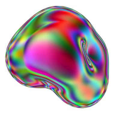 Yanardöner sıvı 3D kütle şekli. Soyut çok renkli tasarım ögesi şeffaf bir arkaplanda izole edildi.