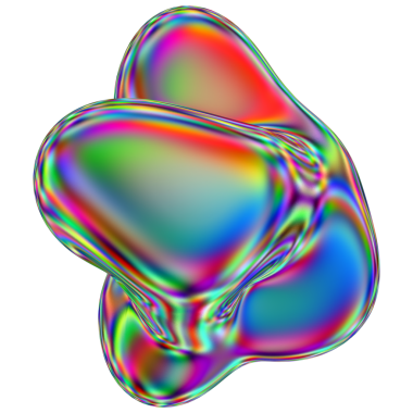 Yanardöner sıvı 3D kütle şekli. Soyut çok renkli tasarım ögesi şeffaf bir arkaplanda izole edildi.