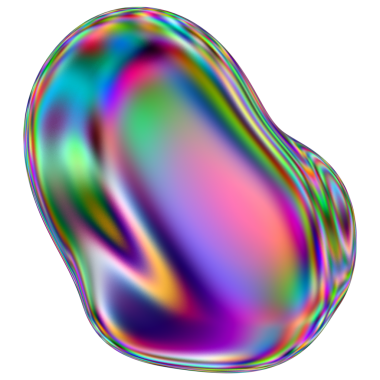 Yanardöner sıvı 3D kütle şekli. Soyut çok renkli tasarım ögesi şeffaf bir arkaplanda izole edildi.