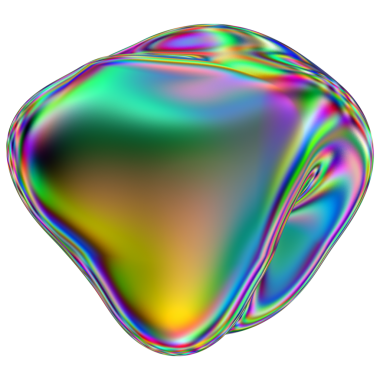 Yanardöner sıvı 3D kütle şekli. Soyut çok renkli tasarım ögesi şeffaf bir arkaplanda izole edildi.