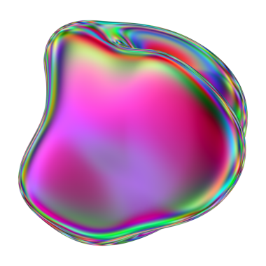 Yanardöner sıvı 3D kütle şekli. Soyut çok renkli tasarım ögesi şeffaf bir arkaplanda izole edildi.