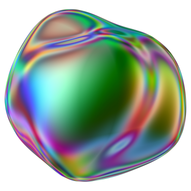 Yanardöner sıvı 3D kütle şekli. Soyut çok renkli tasarım ögesi şeffaf bir arkaplanda izole edildi.