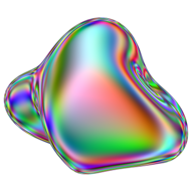 Yanardöner sıvı 3D kütle şekli. Soyut çok renkli tasarım ögesi şeffaf bir arkaplanda izole edildi.