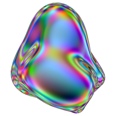 Yanardöner sıvı 3D kütle şekli. Soyut çok renkli tasarım ögesi şeffaf bir arkaplanda izole edildi.