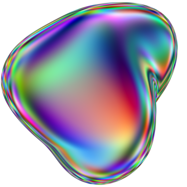 Yanardöner sıvı 3D kütle şekli. Soyut çok renkli tasarım ögesi şeffaf bir arkaplanda izole edildi.