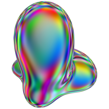 Yanardöner sıvı 3D kütle şekli. Soyut çok renkli tasarım ögesi şeffaf bir arkaplanda izole edildi.