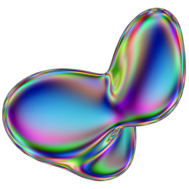 Yanardöner sıvı 3D kütle şekli. Soyut çok renkli tasarım ögesi şeffaf bir arkaplanda izole edildi.