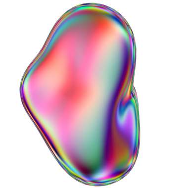 Yanardöner sıvı 3D kütle şekli. Soyut çok renkli tasarım ögesi şeffaf bir arkaplanda izole edildi.