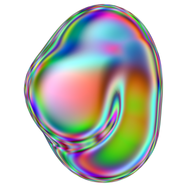 Yanardöner sıvı 3D kütle şekli. Soyut çok renkli tasarım ögesi şeffaf bir arkaplanda izole edildi.