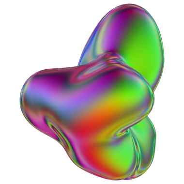 Yanardöner sıvı 3D kütle şekli. Soyut çok renkli tasarım ögesi şeffaf bir arkaplanda izole edildi.