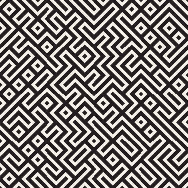 Düzensiz Çizgilerle Minimalist Vektör Kusursuz Geometrik Labirent Düzeni. Modern Moda Soyut Tasarımları için Mükemmel Arkaplan.