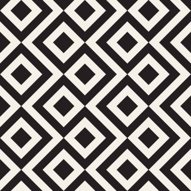 Vektör kusursuz desen. Geometrik siyah beyaz çizgiler tekrarlanıyor. Soyut kafes arkaplan tasarımı.