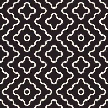 Vektör kusursuz desen. Geometrik soyut elementler tekrarlanıyor. Modaya uygun tek renkli arkaplan tasarımı.