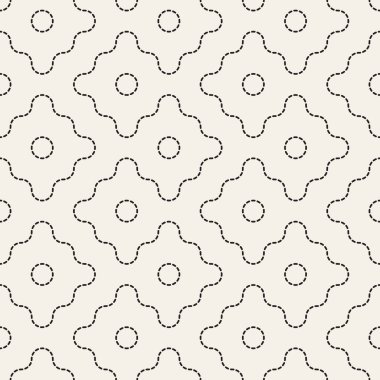 Sashiko-inspired geometric black and white seamless vector pattern. Stylish monochrome repetitive background design in Japanese style. clipart