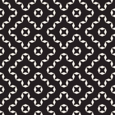 Sashiko-inspired geometric black and white seamless vector pattern. Stylish monochrome repetitive background design in Japanese style. clipart