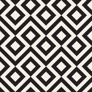Vektör kusursuz desen. Geometrik siyah beyaz çizgiler tekrarlanıyor. Soyut kafes arkaplan tasarımı.