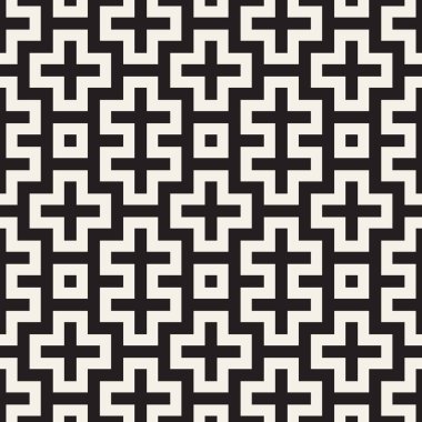 Vektör kusursuz desen. Geometrik soyut elementler tekrarlanıyor. Modaya uygun tek renkli arkaplan tasarımı.