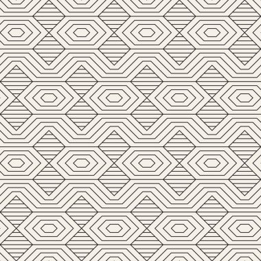 Vektör kusursuz desen. Geometrik soyut elementler tekrarlanıyor. Modaya uygun tek renkli arkaplan tasarımı.