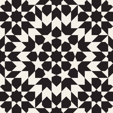 Vektör kusursuz desen. Geometrik soyut elementler tekrarlanıyor. Modaya uygun tek renkli arkaplan tasarımı.