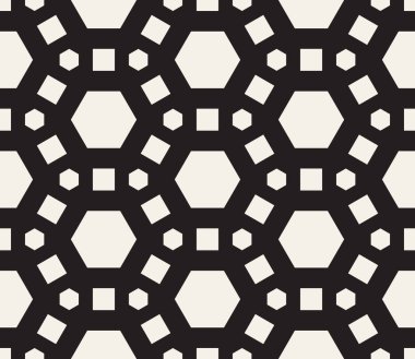 Vektör kusursuz desen. Geometrik soyut elementler tekrarlanıyor. Modaya uygun tek renkli arkaplan tasarımı.