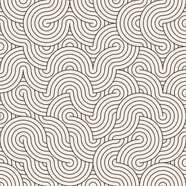 Vektör kusursuz desen. Geometrik soyut elementler tekrarlanıyor. Modaya uygun tek renkli arkaplan tasarımı.