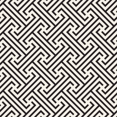 Vektör kusursuz Asya deseni. Geometrik soyut elementler tekrarlanıyor. Modaya uygun tek renkli arkaplan tasarımı.